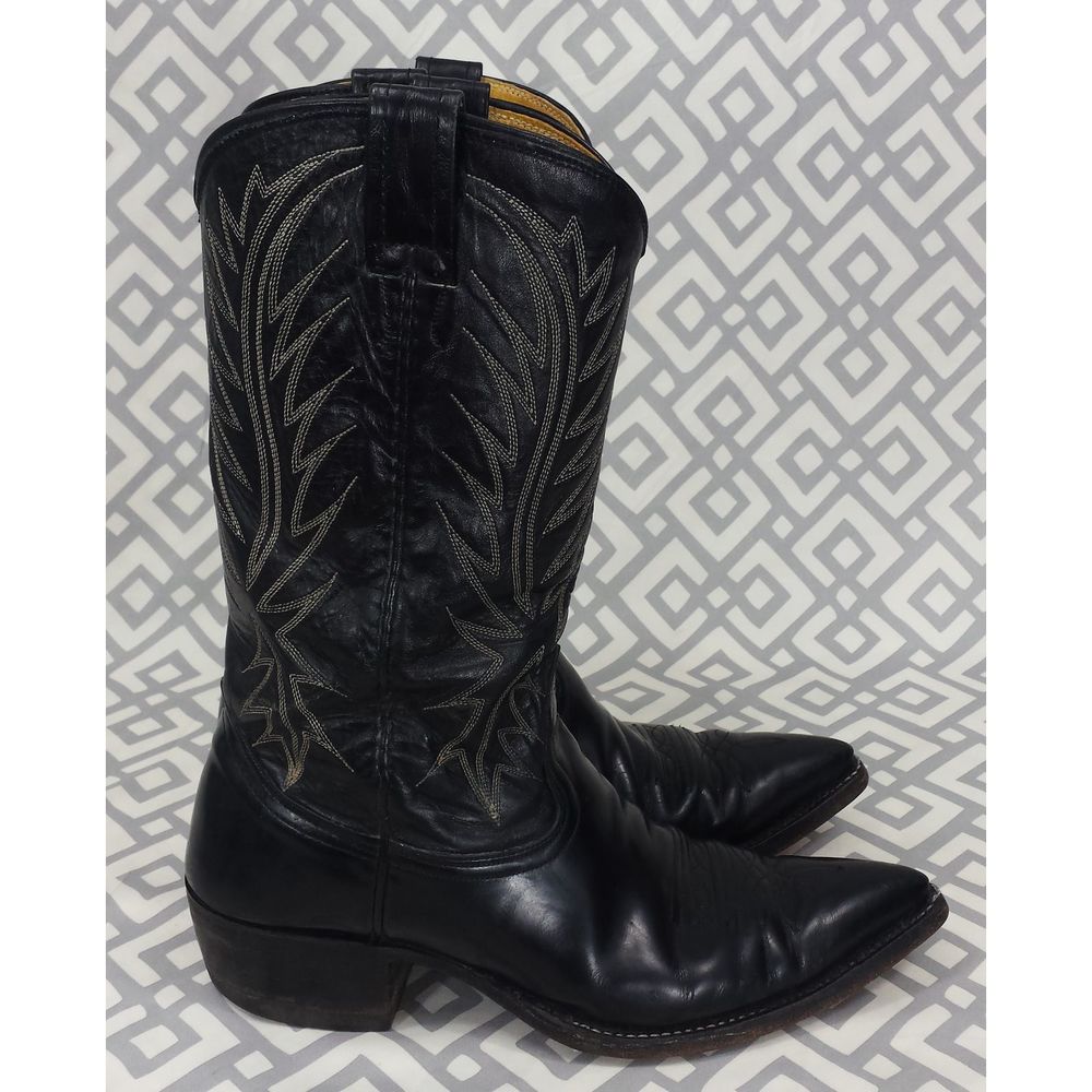 Vtg Nocona Black Leather Western Boots #3277 8.5D - Picture 2 of 13